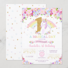 Arco-íris floral do convite do primeiro