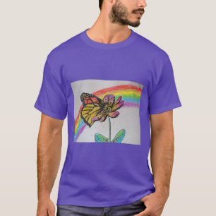Arco-Íris Monarca Borboleta Pintura Mens T Camisa