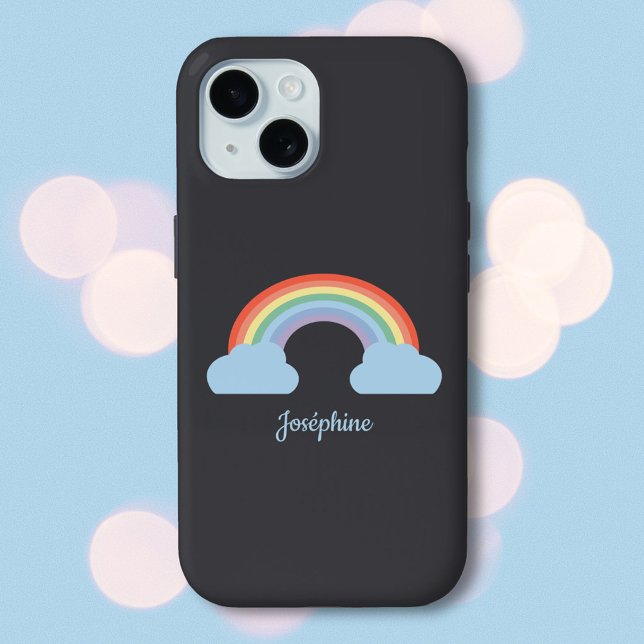 Arco-íris Pastel Preto  (Pastel Rainbow Black Phone Case)