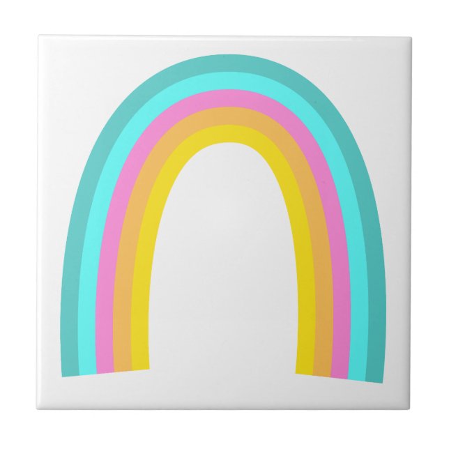 Arco-íris Retro Verde Pastel Azul Turquesa Vermelh (Frente)