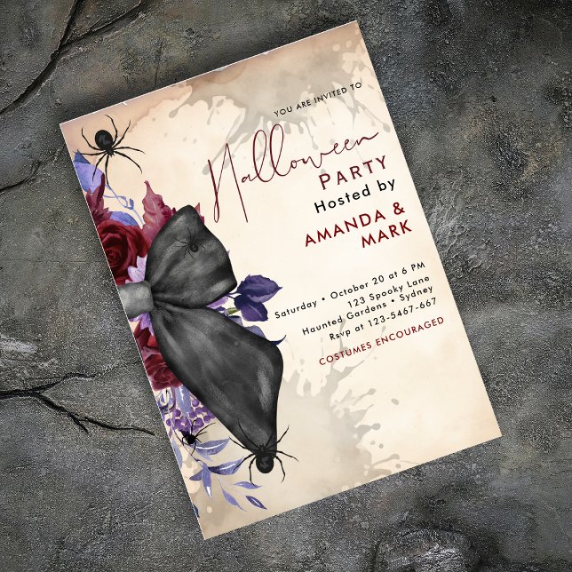 Arco negro floral e convite para aranhas (Criador carregado)