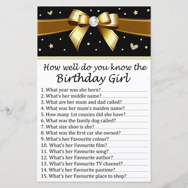 arco ouro Como você conhece bem a aniversariante (Frente)