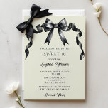 Arco Preto de Coquete 16 Suave Convite<br><div class="desc">Celebre o estilo do nosso Convite à Coquette Sweet 16 da Elegante Watercolor, com um arco preto chic em aquarela. Perfeito para um sofisticado partido Sweet 16, este convite personalizável captura a essência da elegância e do encanto juvenil. Imprima seus convidados com um convite moderno, mas eterno, que dá o...</div>