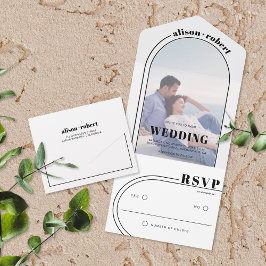 Arco preto e branco moderno e casamento fotográfic