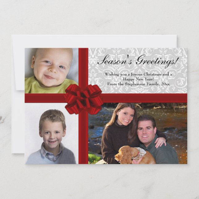 Arco Red Ribbon, Placa De Cartões de natal De 3 Fo (Frente)