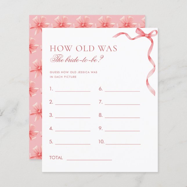 Arco Rosa De Fita Quão Velho Era O Jogo Da Noiva (Frente/Verso)