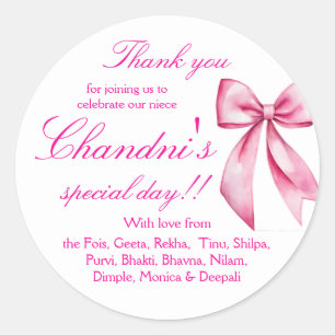 Arco rosa favor obrigado seus adesivos