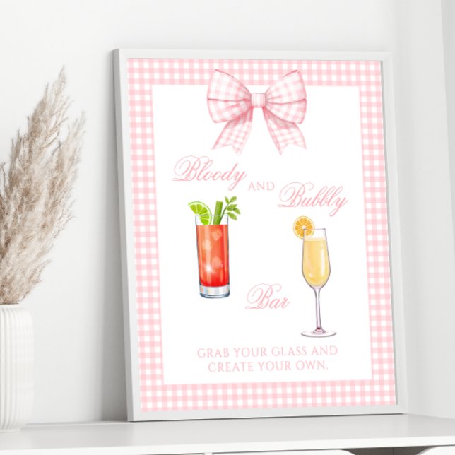Arco Rosa Gingham Pré-Papoilas Bar Coctail Poster (Criador carregado)