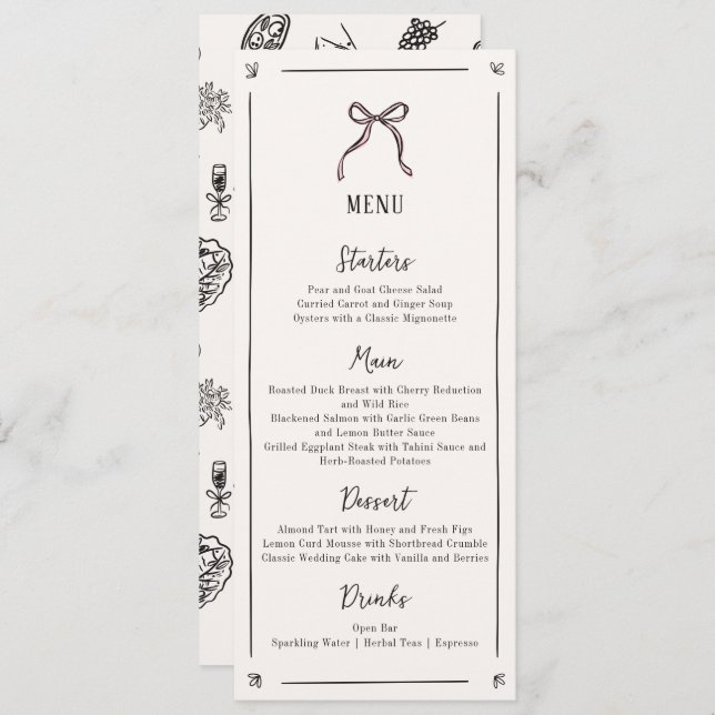 Arco Rosa, Whimsical, Menu plano de casamento dese (Frente/Verso)