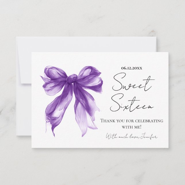 Arco Roxo Coquette Script Agradecimento Sweet 16  (Frente)