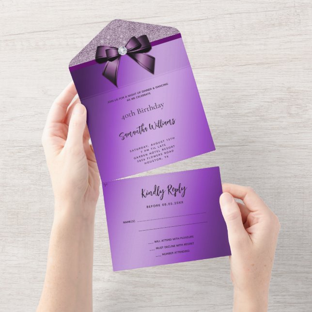 Arco Roxo Feminino e Aniversário Glitter (Tearaway)