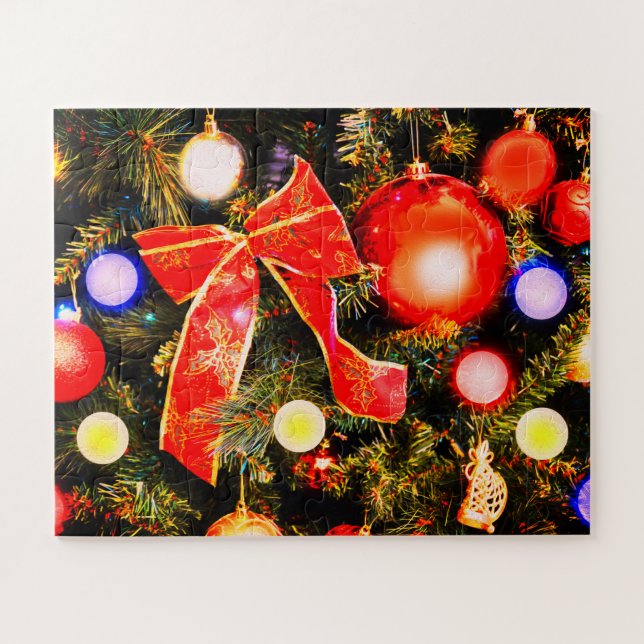 Arco vermelho de Natal e Quebra-cabeça de bolhas (Horizontal)