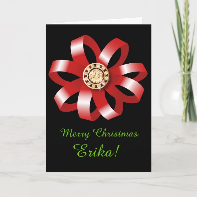 Arco vermelho e joias Cartão de Natal (Frente)