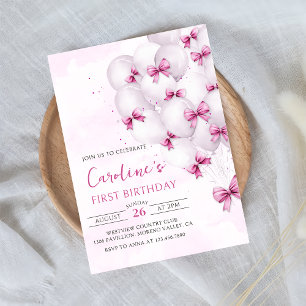 Arcos cor-de-rosa Balões Aniversário Convite