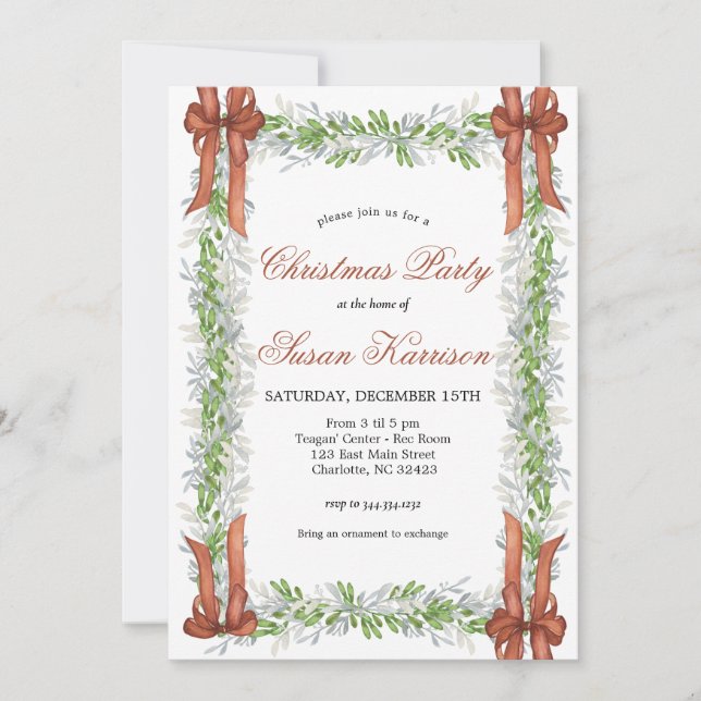 Arcos de cobre Convite de festas de Natal (Frente)