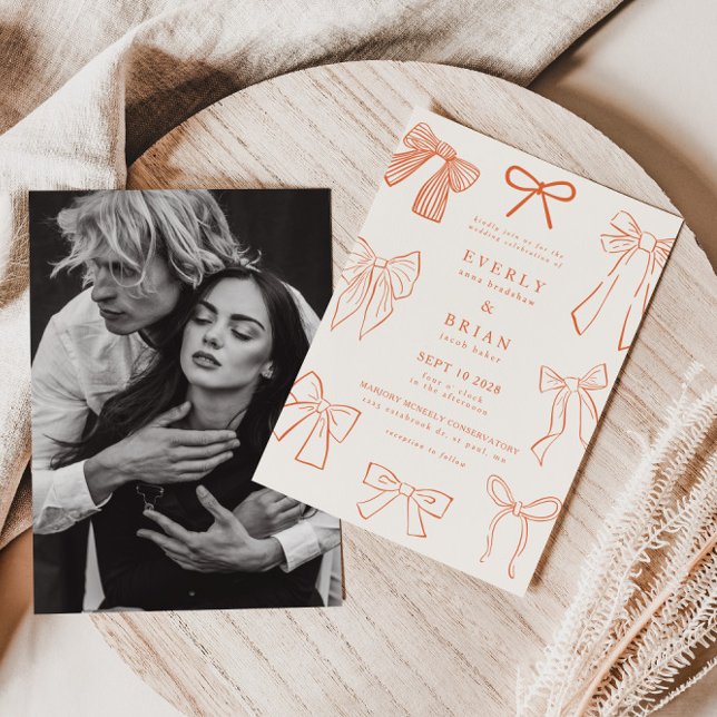 Arcos de Coquette Convite de Casamento Laranja (Criador carregado)