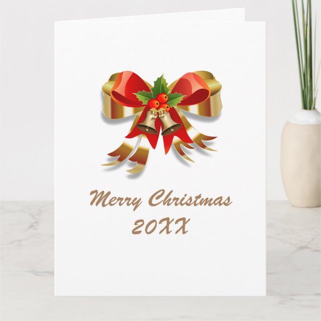 Arcos e Sinos Feliz Cartão de Natal (Frente)