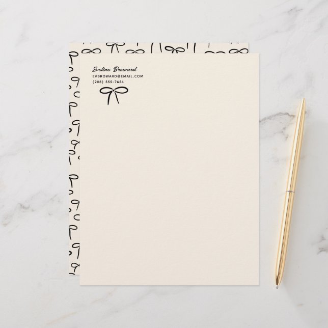 Arcos Pretos e Simples Papel de Carta Pessoal (Frente/Verso In Situ)