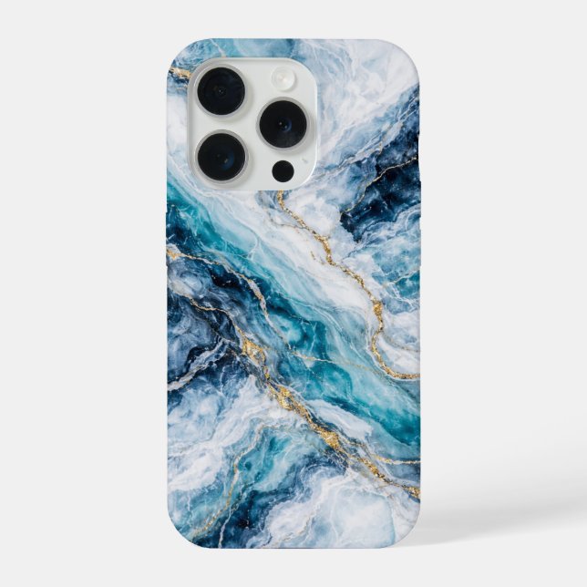 Arctic Blue Marble Phone Case Icy White Teal Swirl (Verso)
