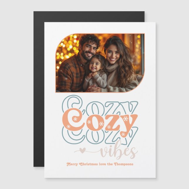 Arctic Peach Holiday Keepsake Christmas Photo (Frente/Verso)