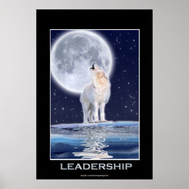 Arctic Wolf & A Winter Moon LEADERSHIP Art Poster (Frente)