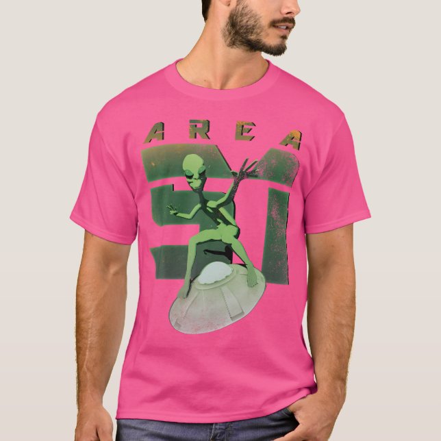 Área De alienígena 51 Camisa Ufo Green Man Flying  (Frente)
