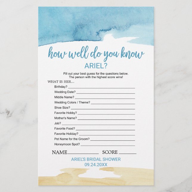 Areia Aquarela e Mar Jogo "O que há na sua bolsa" (Frente)