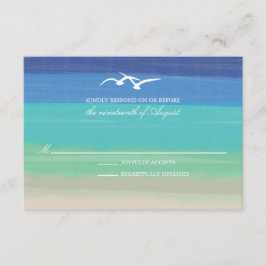 Areia, mar e gaivotas | RSVP de Casamento Oceânico