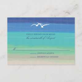 Areia, mar e gaivotas | RSVP de Casamento Oceânico