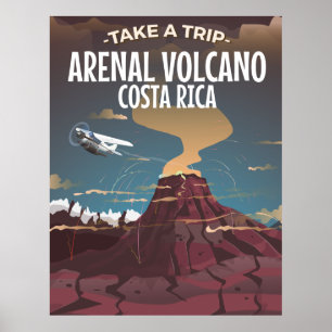 Arenal Volcano Costa Rica poster de desenho animad