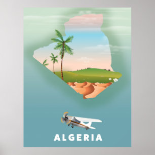 Argélia - impressão poster de viagens ilustrado.
