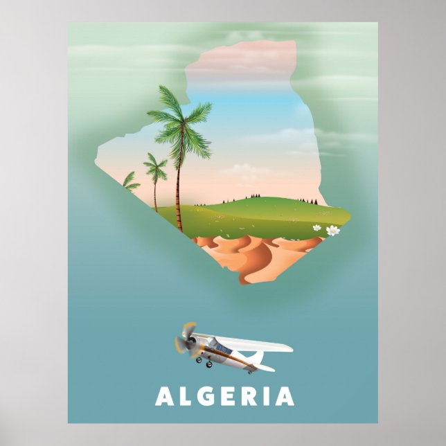 Argélia - impressão poster de viagens ilustrado. (Frente)