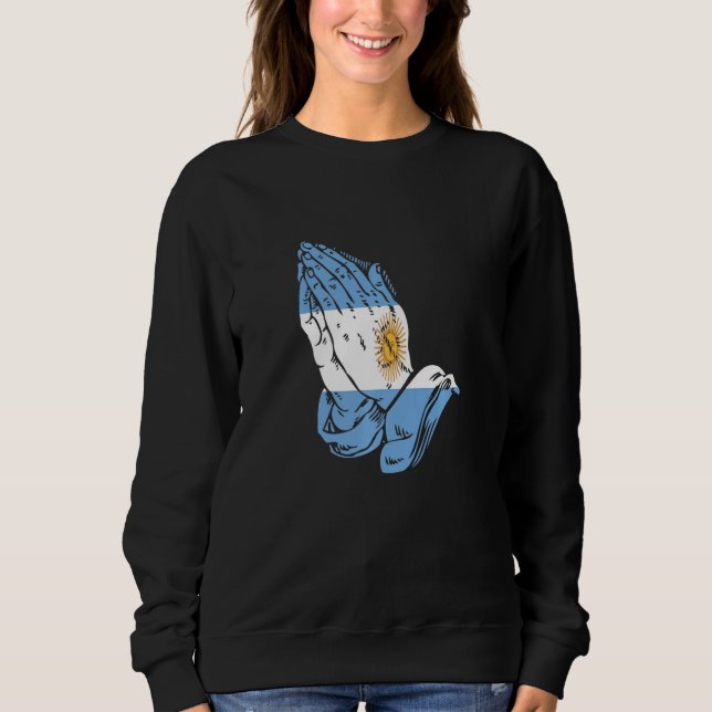 Argentina Rezando Mãos Bandeira Camisa De Argentin (Frente)