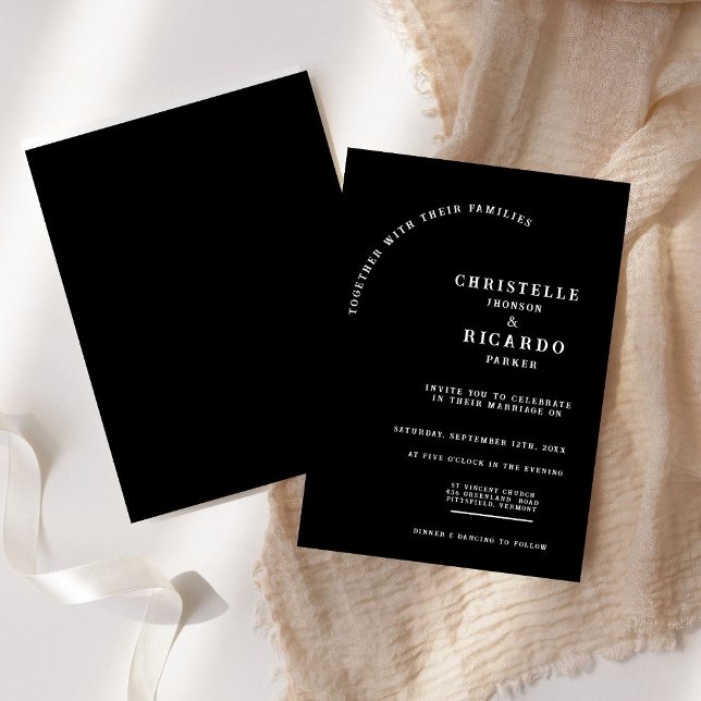 Argumento moderno preto, convite de casamento mini (Criador carregado)