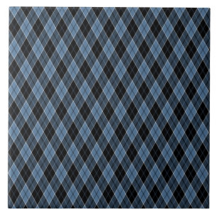 Argyle Azul Preto Branco Listras padrão de diamant