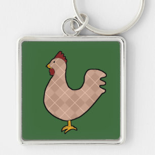 Argyle Folk Art Rooster Chaveiro