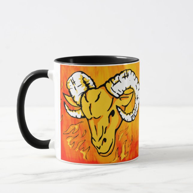 Aries a caneca astrológica do sinal do fogo da ram (Esquerda)