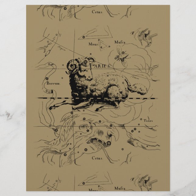 Aries Constelle Map Hevelius 1690 (Frente)