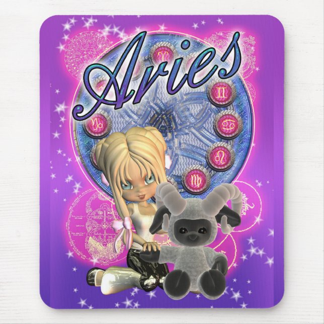 Aries Mousepad com fêmea bonito e ram (Frente)