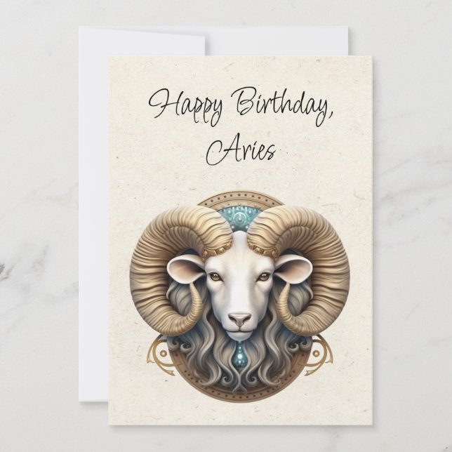 Aries Ram Zodiac - Cartão de Aniversário Minimalis (Frente)