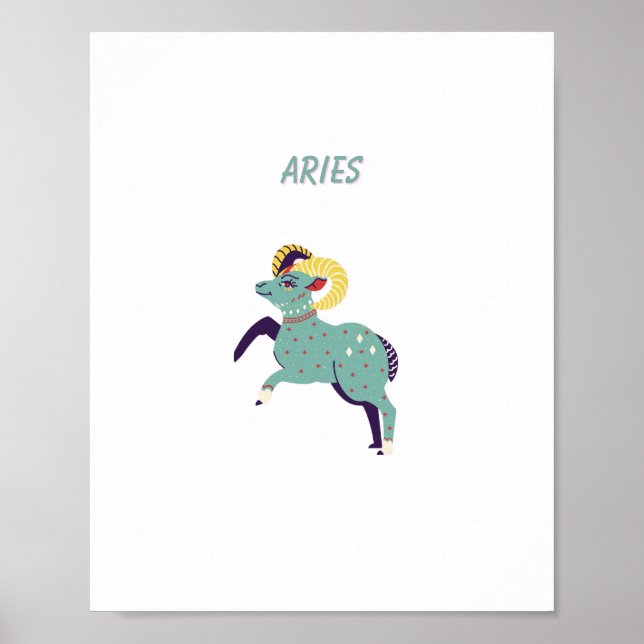 Áries Rosa, zodíaco, impressão de signo estelar (Frente)