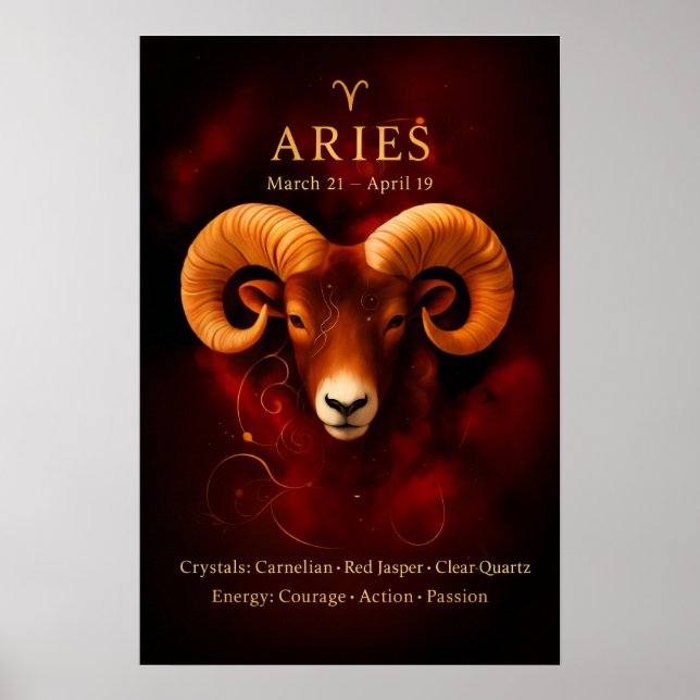 Aries Zodiac Crystal Poster Paper (Semi-Gloss) (Frente)