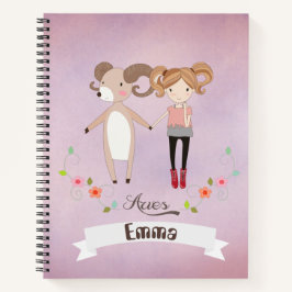 Aries Zodiac Girl Com Um Nome Notebook Espiral