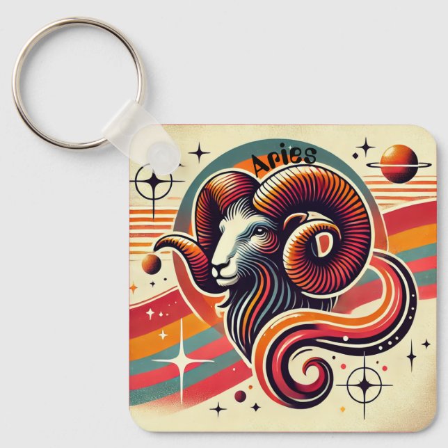 Aries Zodiac Metal Chaveiro Design (Frente)
