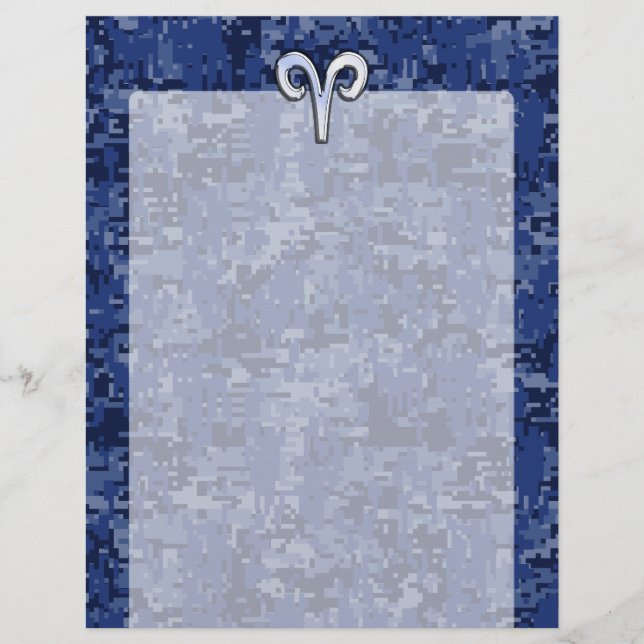 Aries Zodiac - Sinal no Marinho Blue Digital Camo  (Frente)