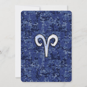 Aries Zodiac - Sinal no Marinho Blue Digital Camo