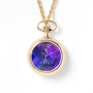 Aries Zodíaco, Dourado, Relógio à Volta