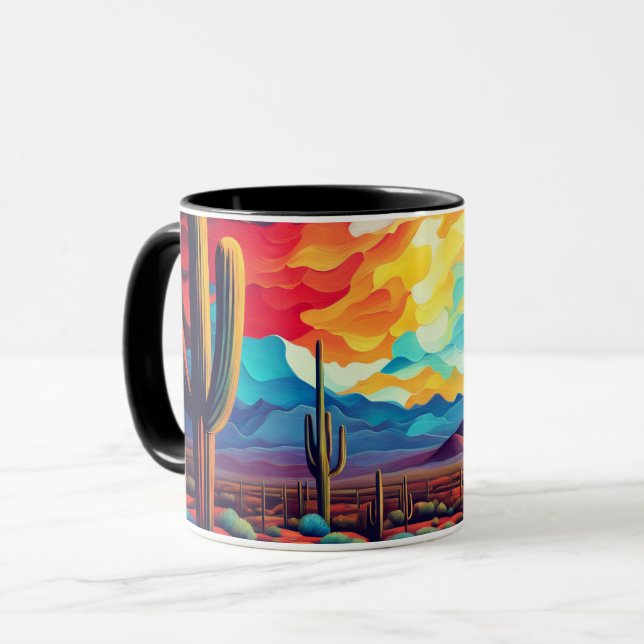 Arizona de caneca cerâmica Sunset em estilo Abstra (Frente Esquerda)