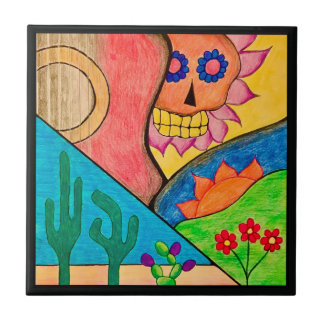 Arizona Desert Cactus Guitar Skull