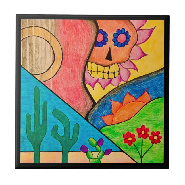 Arizona Desert Cactus Guitar Skull (Frente)